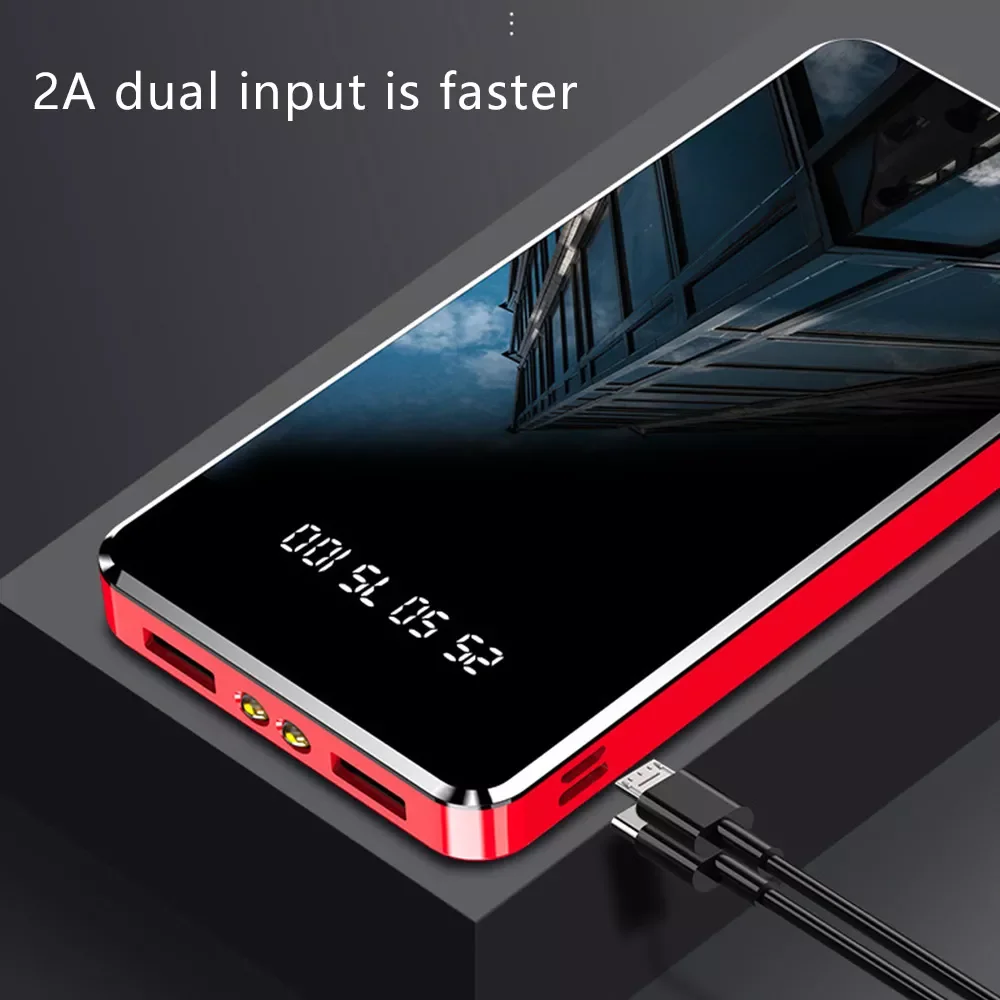 

2023NEW Portable Mini Power Bank For iPhone 11 12 Xiaomi 20000mAh Mirror LED Digital Display PowerBank For Samsung Cell Phone 20
