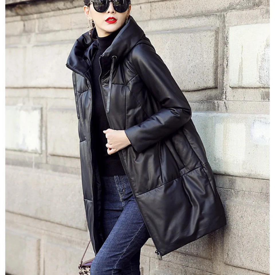 Winter Women's Cold Coat Medium Long Pu Leather Clothing Cotton Padded Jacket Jackets Korean Fashion