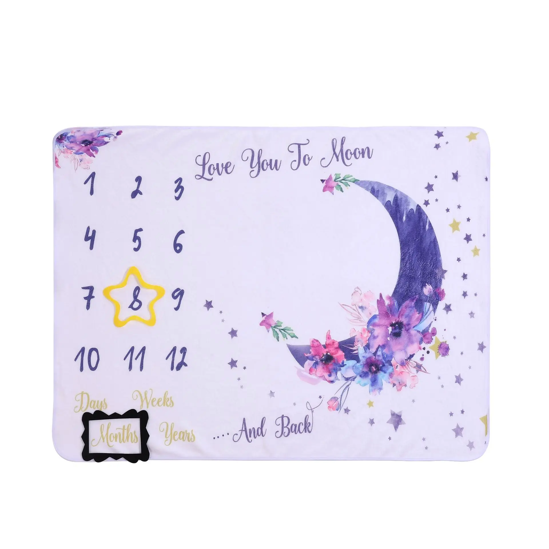 Flannel Baby Milestone Blanket Newborn Souvenirs Photography Props Moon Stars Children's Nap Leisure Blanket 100*75CM