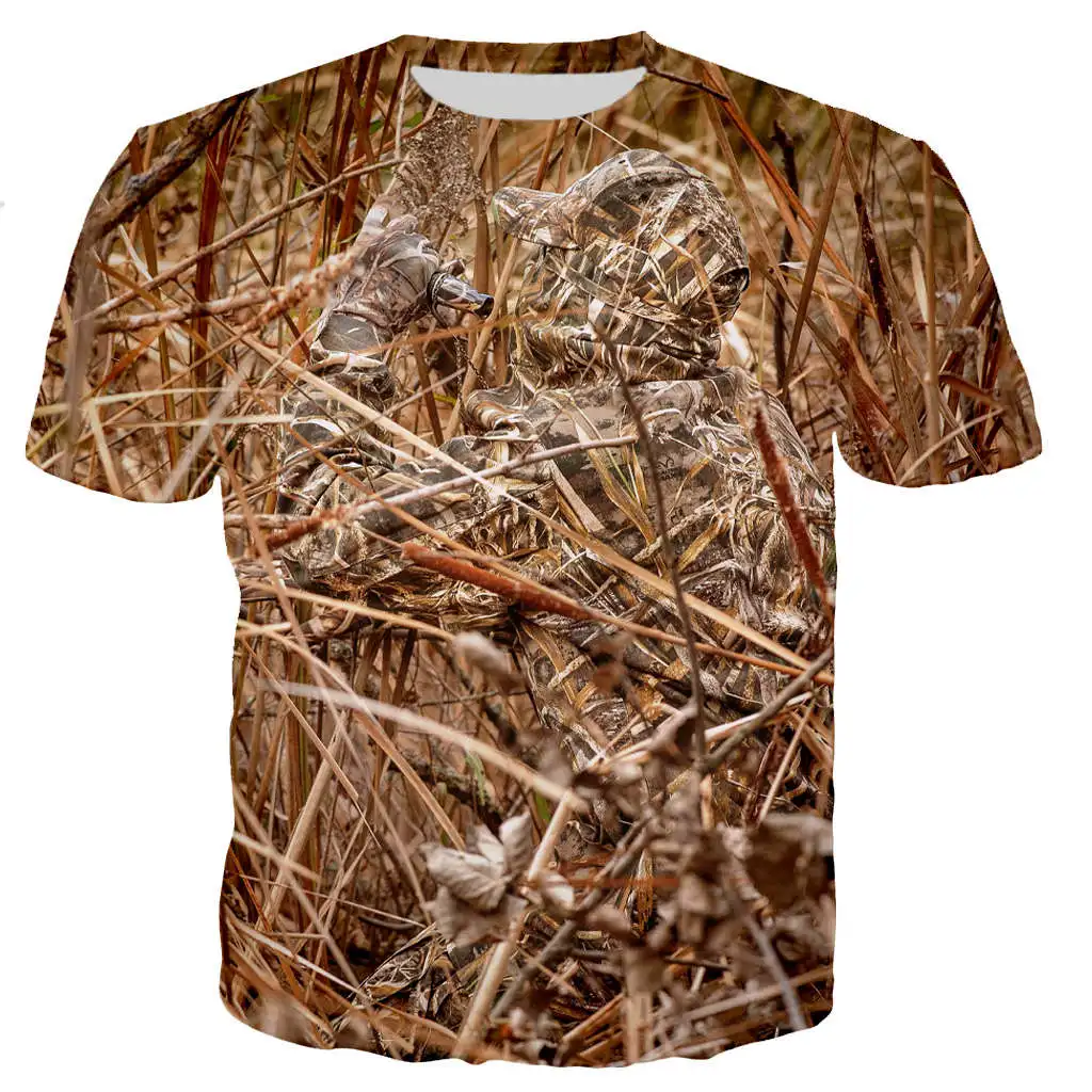 

New Camouflage Print Fashion Boar Deer Hunting Animals 3D Printing T Shirts Men Ladies Casual Style Streetwear