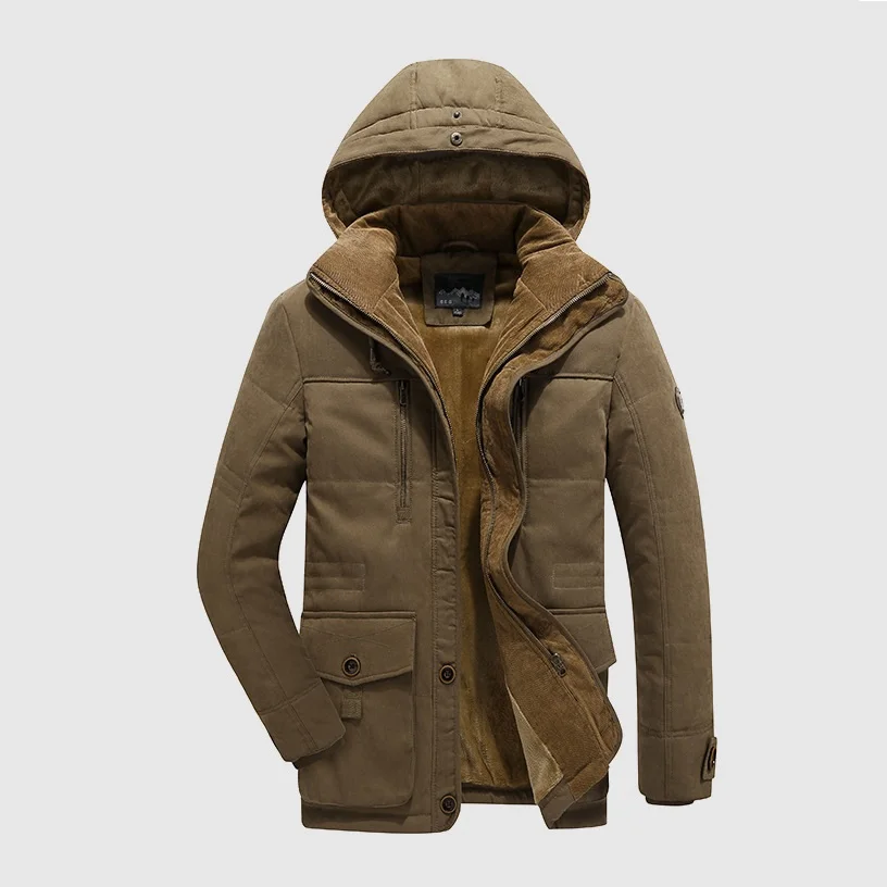 Outdoor Plus Velvet Thick Cold-proof Warm Cotton-padded Jacket for Men's Trend Casual Oversized Padded Jacket Winter Coat