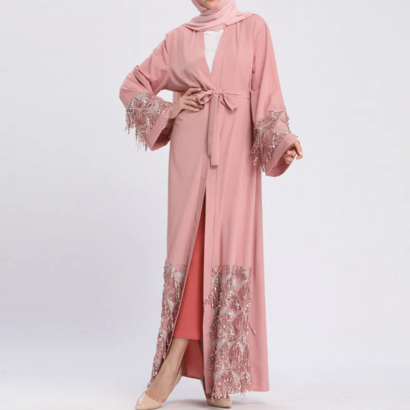 Модная Лидер продаж мусульманская абайя из сетчатой ткани с блестками Турецкая