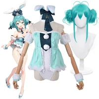 virtual idol miku cosplay costume vocaloid cute bunny girl bodysuit female sexy tights and accessories womens wig headgear