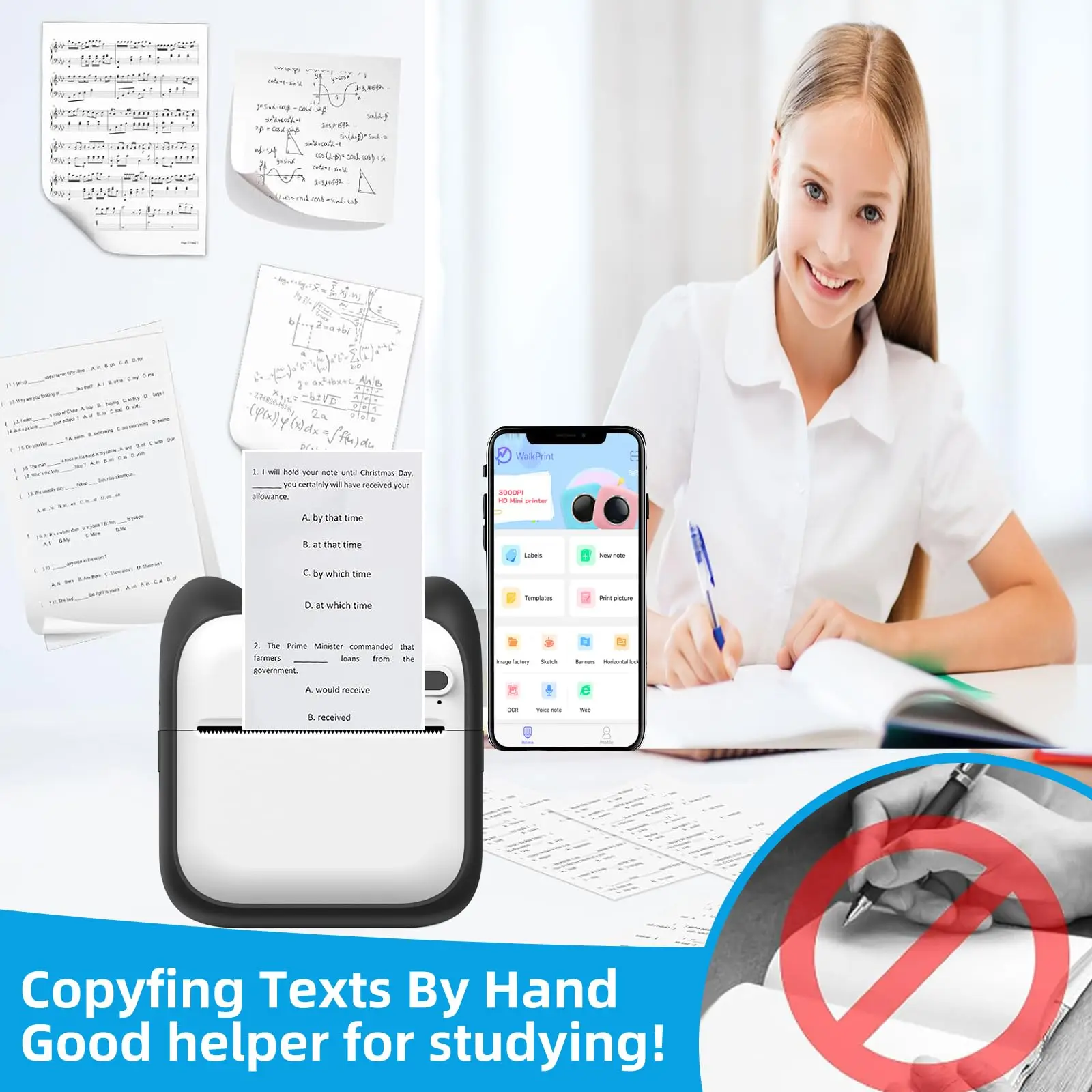 Карманный мини-принтер для фотографий портативный бесчернильный термальный 57 мм