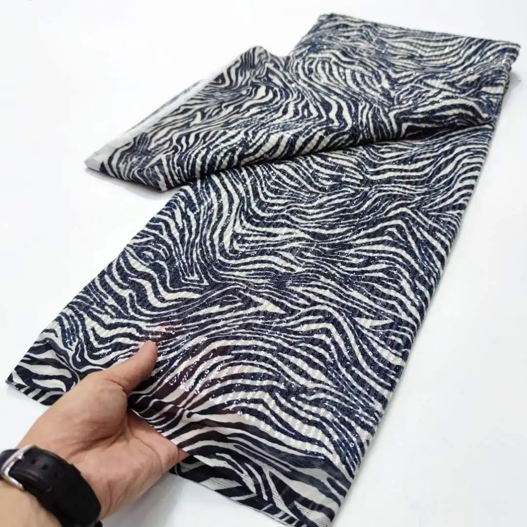 

African Sequins Tulle Lace Fabric French 2023 High Quality Embroidery 5 Yards Nigerian Lace Fabrics For Party Dress