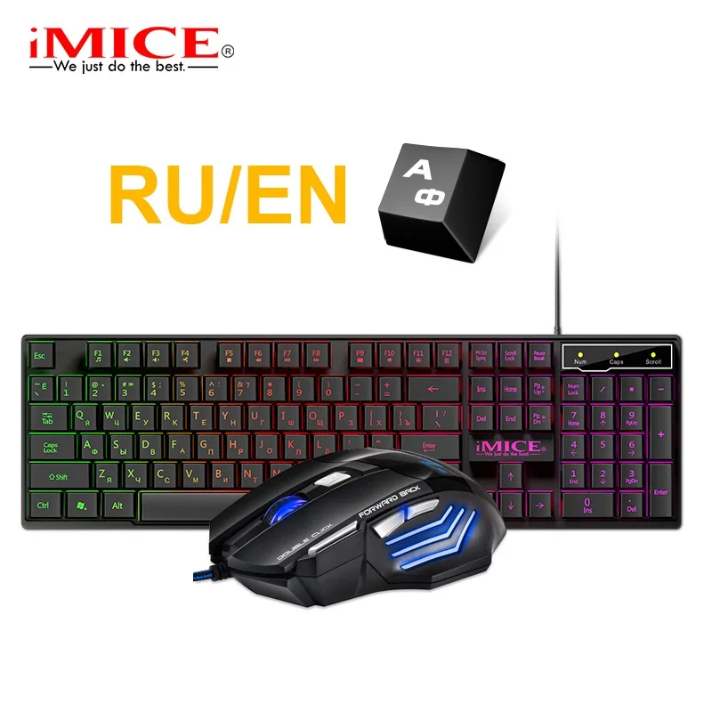 

Gaming keyboard and Mouse Wired keyboard with backlight keyboard Russia Gamer kit 5500Dpi Silent Gaming Mouse Set For PC Laptop