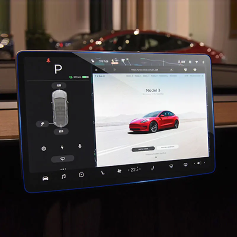 

Для Tesla Model 3 Y 15-дюймовый сенсорный экран для автомобильной навигации с центральным управлением протектор из закаленного стекла с защитой от...