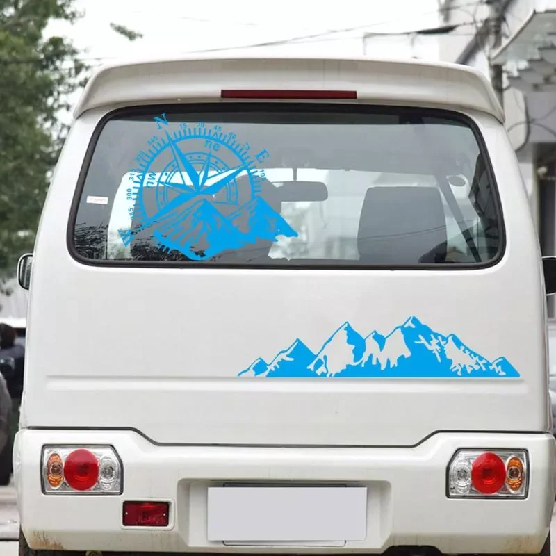 

Compass Mountain Print Vinyl Car Sticker Navigate Offroad Decal Outdoor Car Body Decal
