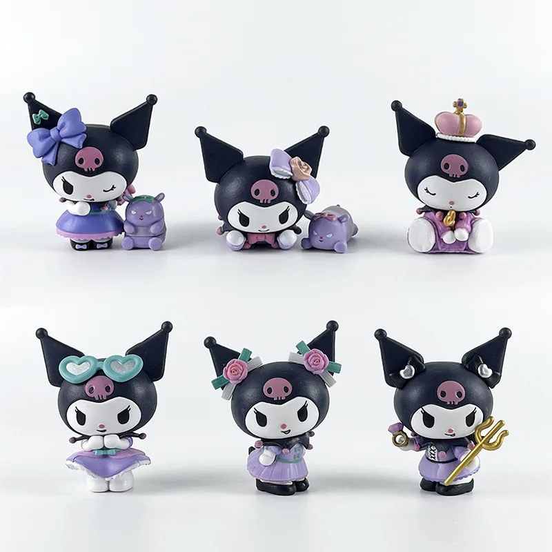 

6pcs Kawaii Sanrio Figure Kuromi Action Figures Collection Anime Figure Cartoon Model Kuromi Lucky Buzhan Series Children Gifts