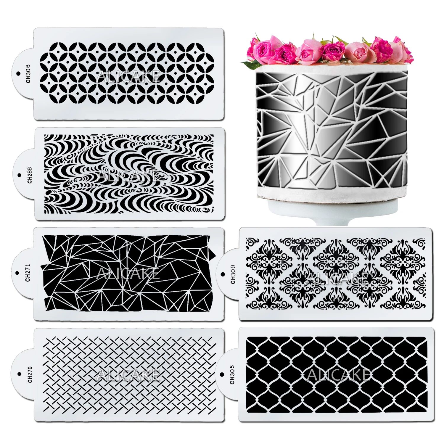 

6 шт./набор, трафареты для украшения торта