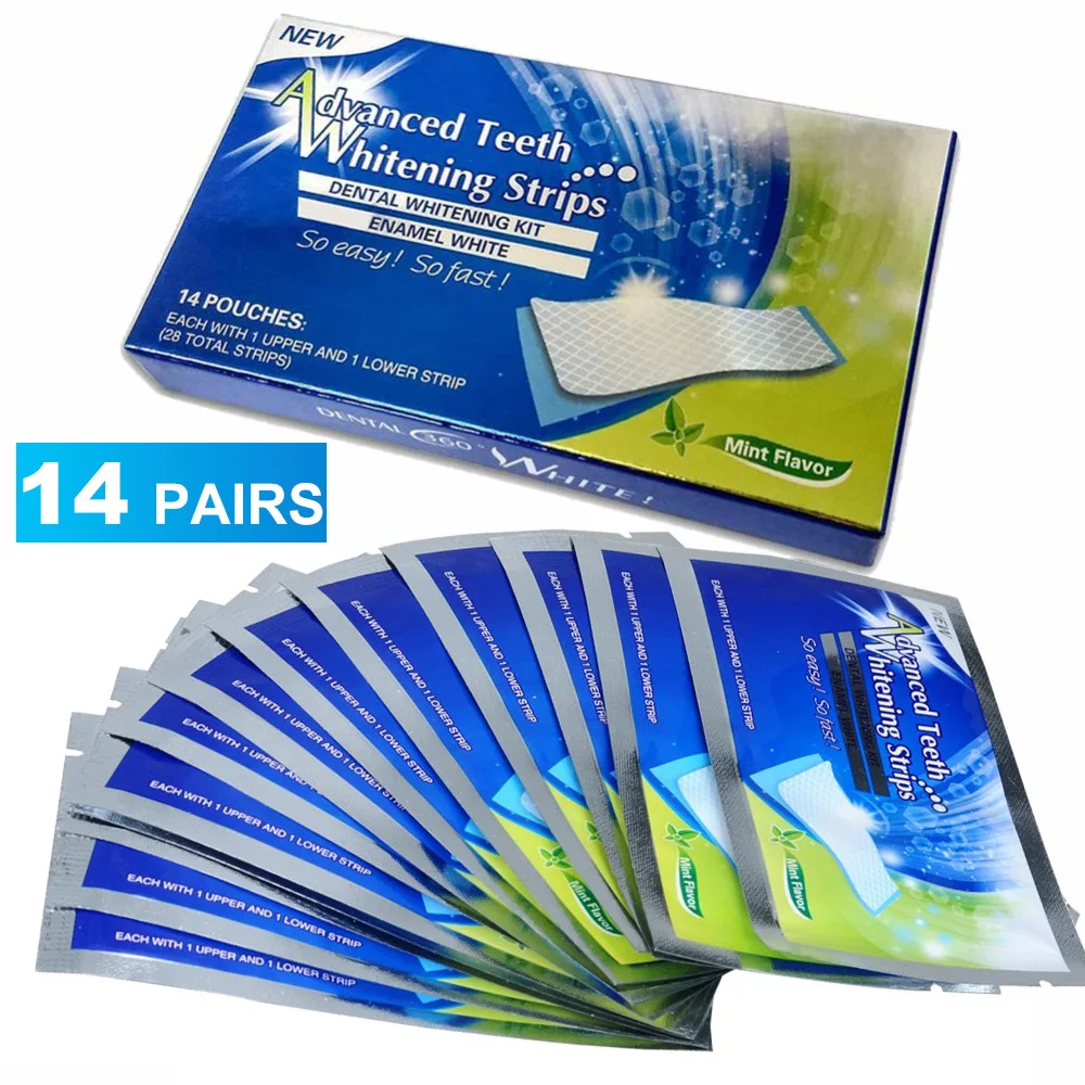 

14Pairs Advanced Teeth Whitening Strips Stain Removal for Oral Hygiene Clean Double Elastic Dental Bleaching Strip Oral Care