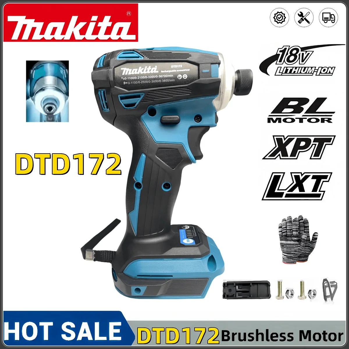 Makita DTD172 180NM Аккумуляторный ударный шуруповерт LXT 18 В BL Бесщеточный