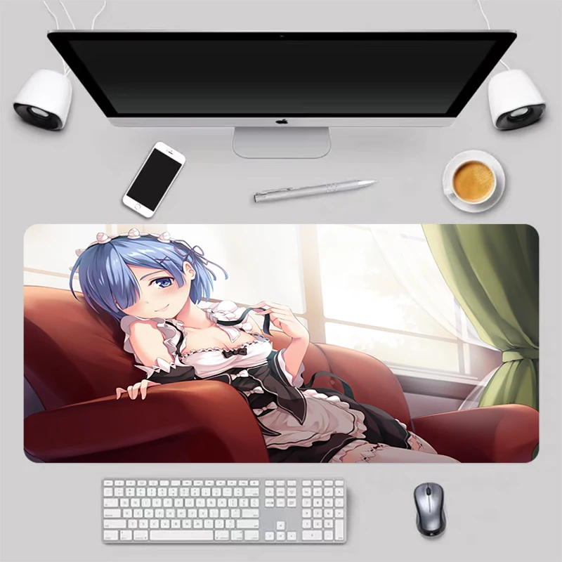 

Re Zero Mouse Pad Gamer Anime Sexy Cute Girl Rem Large DeskMat Placemat Computer Gaming Peripheral Accessories MousePad Desk Mat