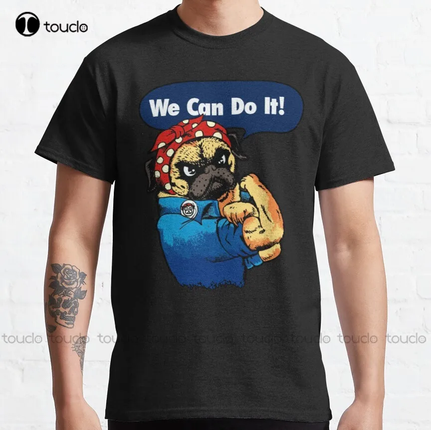 

Классическая футболка We Can Do It, мужская белая футболка, хлопковая уличная простая винтажная Повседневная футболка на заказ, для подростков, ...