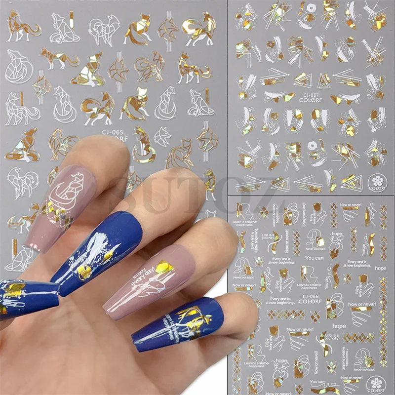 

1PCS Laser Abstract Face Graffiti Patterns Nail Art Stickers Transfer Flame Nail Decals Self-Adhesive Slider Nail Decorations