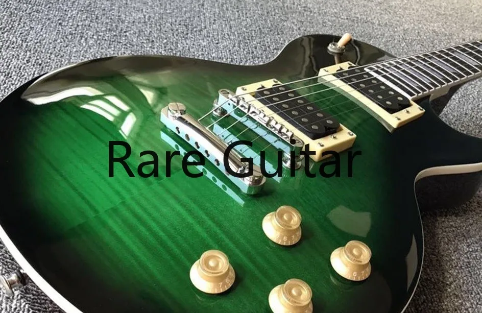 

1959 Slash Anaconda Burst Flame Maple Top Green Electric Guitar Dark Brown Mahogany Body, Tuilp Tuners, Chibson Guitars