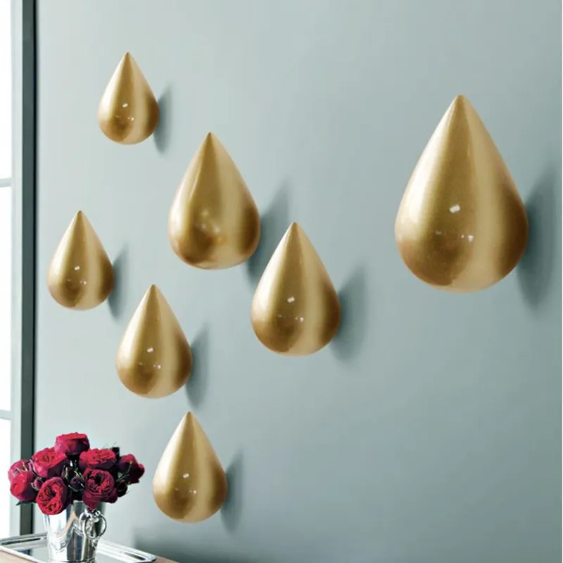 

Minimal Modern Style Wooden Water Drop Cloth Cap Hanger Gold Wall Mounted Coat Hat Hooks Home Decor Storage High Quality Resin