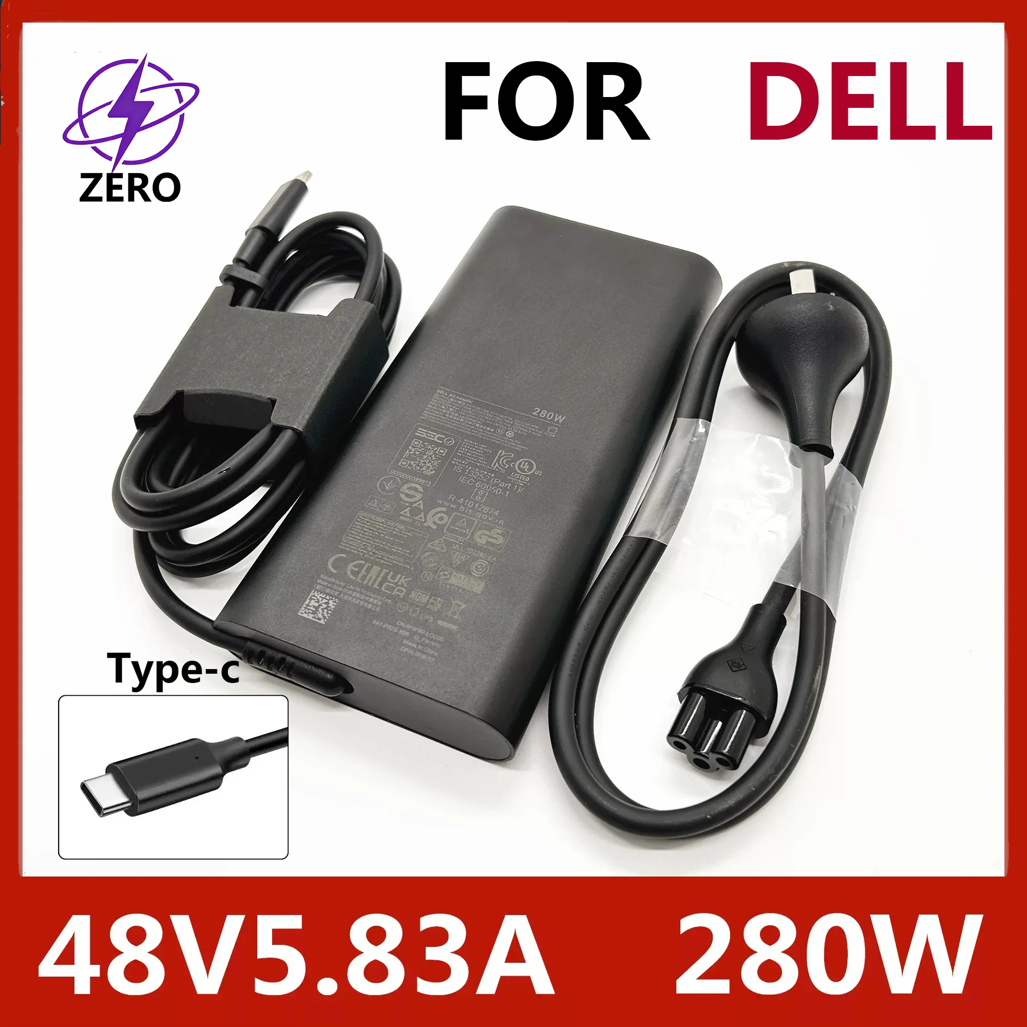 Фото Оригинальное зарядное устройство для ноутбуков Dell Pro Max16 18Plus Mb16250 Mb18250, 280 Вт, 48 В, 5.83 А, Type-C USB-C, адаптер питания №1