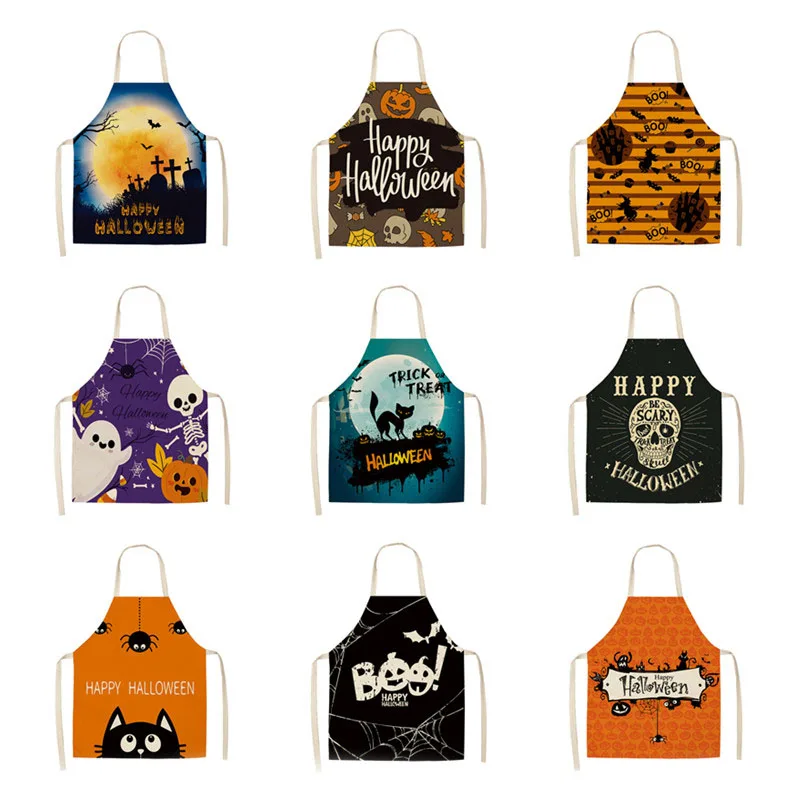 

1pc Halloween menswear apron print apron terror castle kitchen soil hairdresser's apron accessories Adult Kitchen Apron