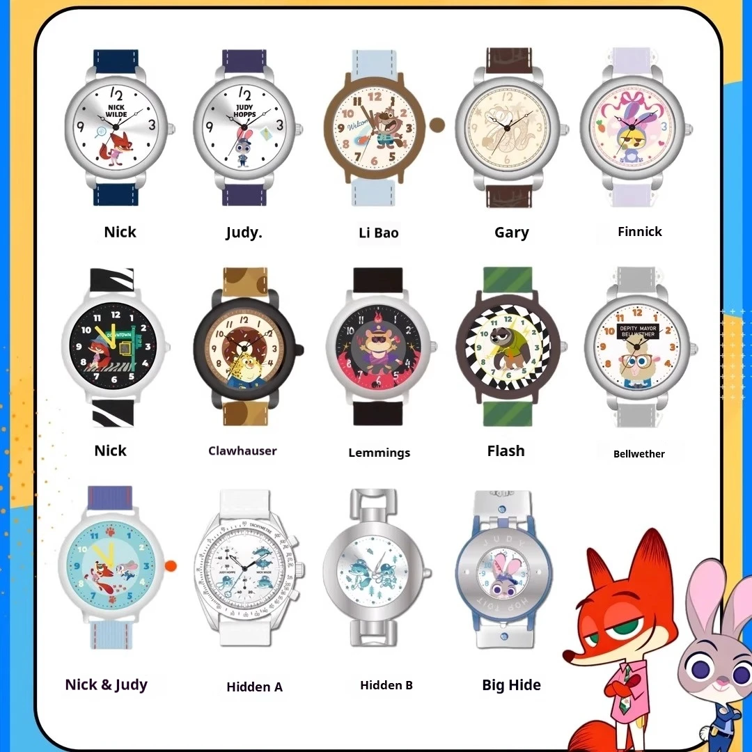 Фото Новые часы Disney Zootopia с милым мультяшным дизайном, коллекционная коробка-сюрприз, модные аксессуары, наручные часы, подарочная коробка-сюрприз для детей, девочек и фанатов №1