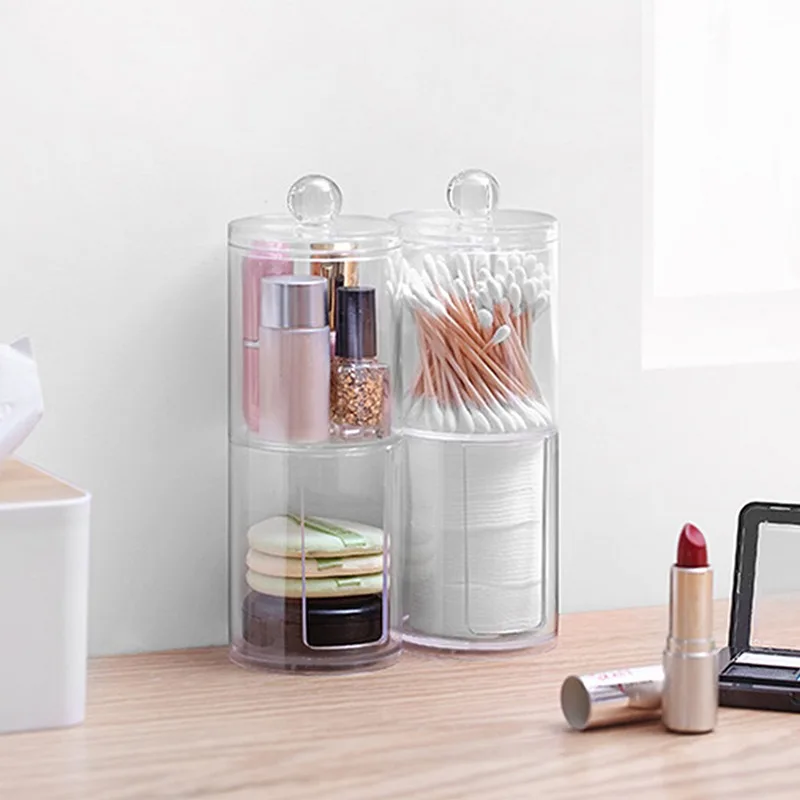 Акриловая коробка для хранения банка ванной органайзер макияжа круглый