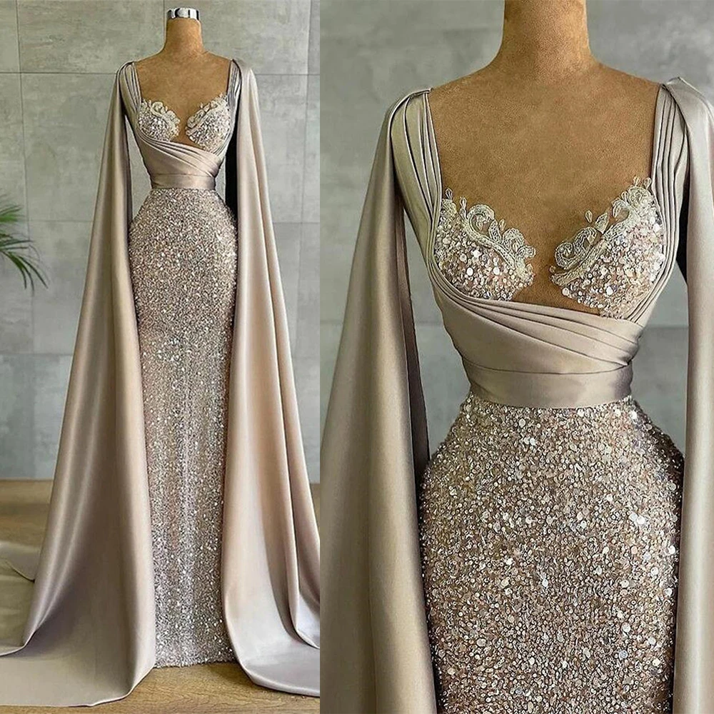 Abiti Da Sera A Sirena Di Lusso Con Maniche A Cappello Paillettes Abiti Da Ballo Da Principessa Formali Abito Arabo De Soriee2023 Abiti Noche Abiye