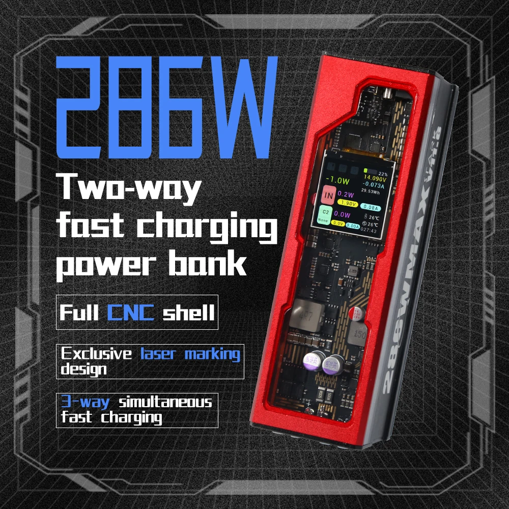 

286W DC 150W Adjustable 40000mah Upgrade Aluminum Shell Punk HD Intelligent Large Screen Phone Laptop Fast Charging Power Bank