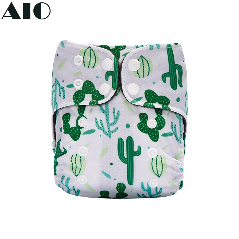 

[AIO] Newborn Eco Pocket Nappy Tropical Plant Cactus Print Baby Cloth Diaper Ecological Tiny Training Pant Reusable No Insert