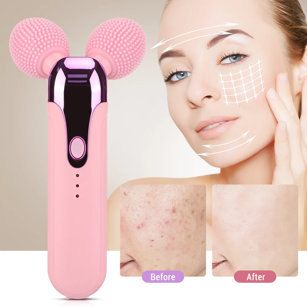 

Facial Cleansing And Slimming Device High Frequency Vibration Double Roller Face Massager Lifting Skin Anti Wrinkle V-face Tool