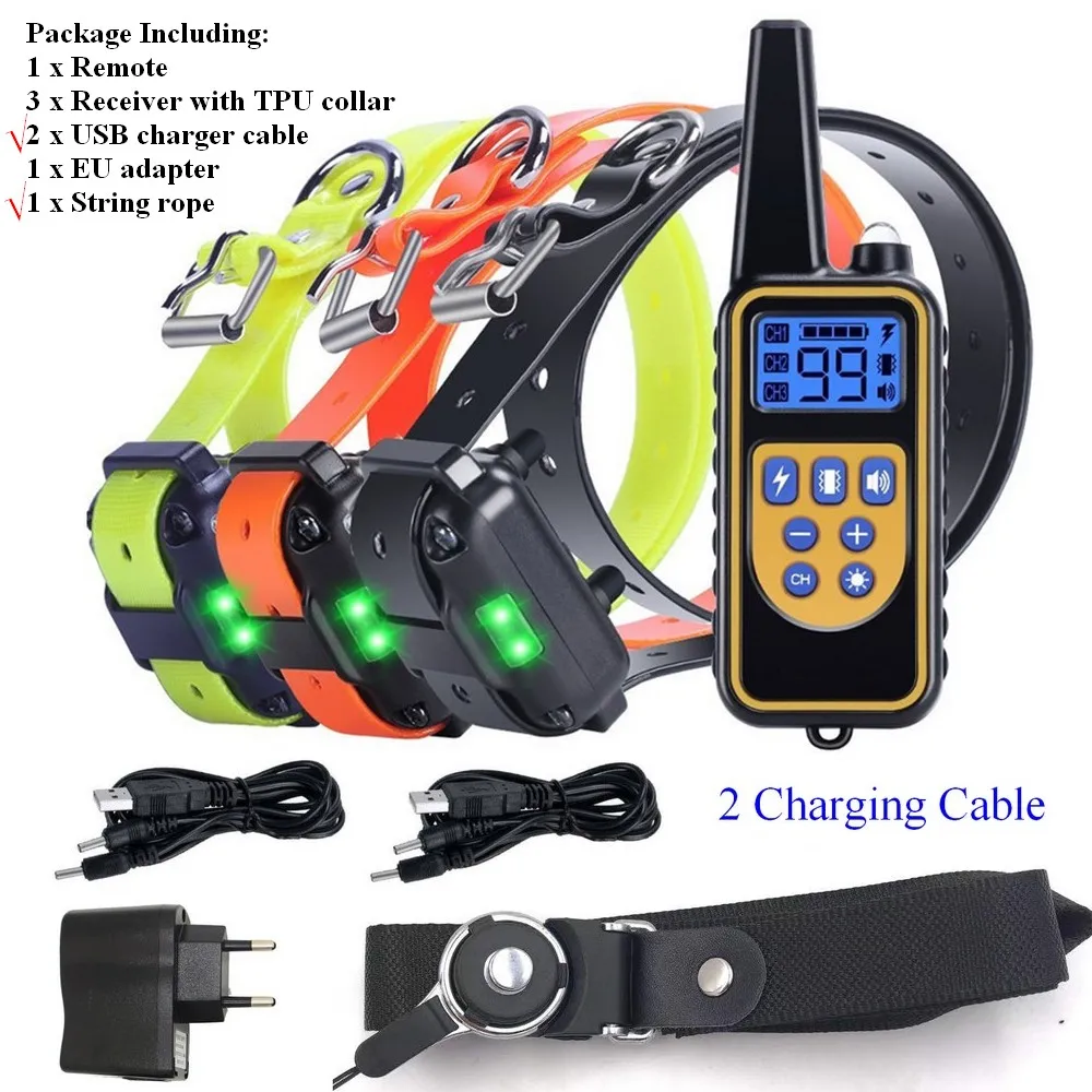 

Vibration Rechargeable Pet Dog Shock Drop Bark 3 Trainer Collar Dogs Stop Shipping Anti Waterproof Remote Beep Training Pet