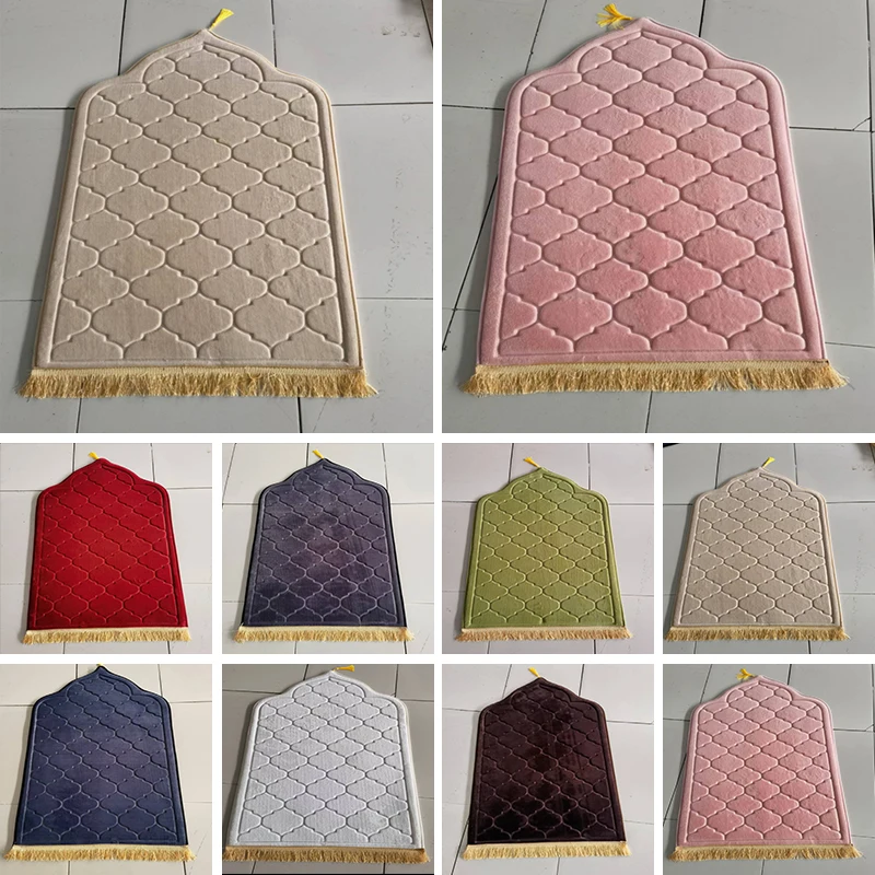 

Flannel Embossed Worship Blanket Irregular Prayer Mat Solid Color Thickened Special-shaped Worship Pad 65X110CM