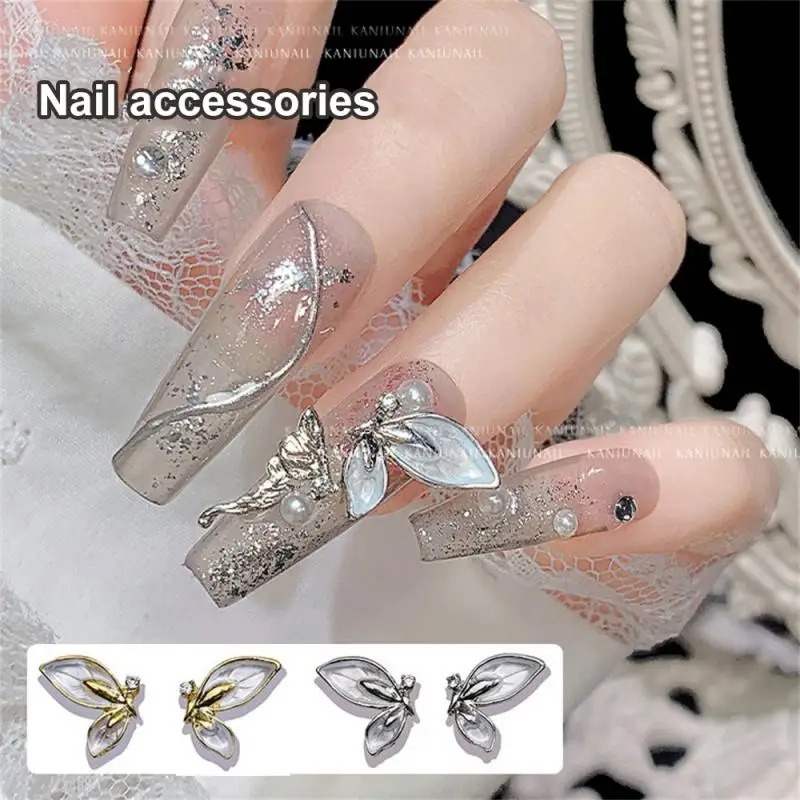 

Nail Accessories Decorations for Manicure Metal Diamond Nail Art Parts Gold Silver Butterfly Nail Drill