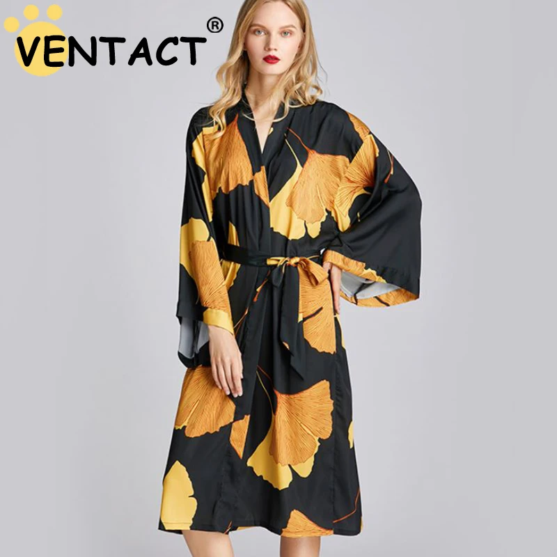 

Новинка 2022, женский халат VENTACT в кленовом стиле средней длины большого размера, Летние Женские уютные халаты, домашняя пикантная одежда для ...