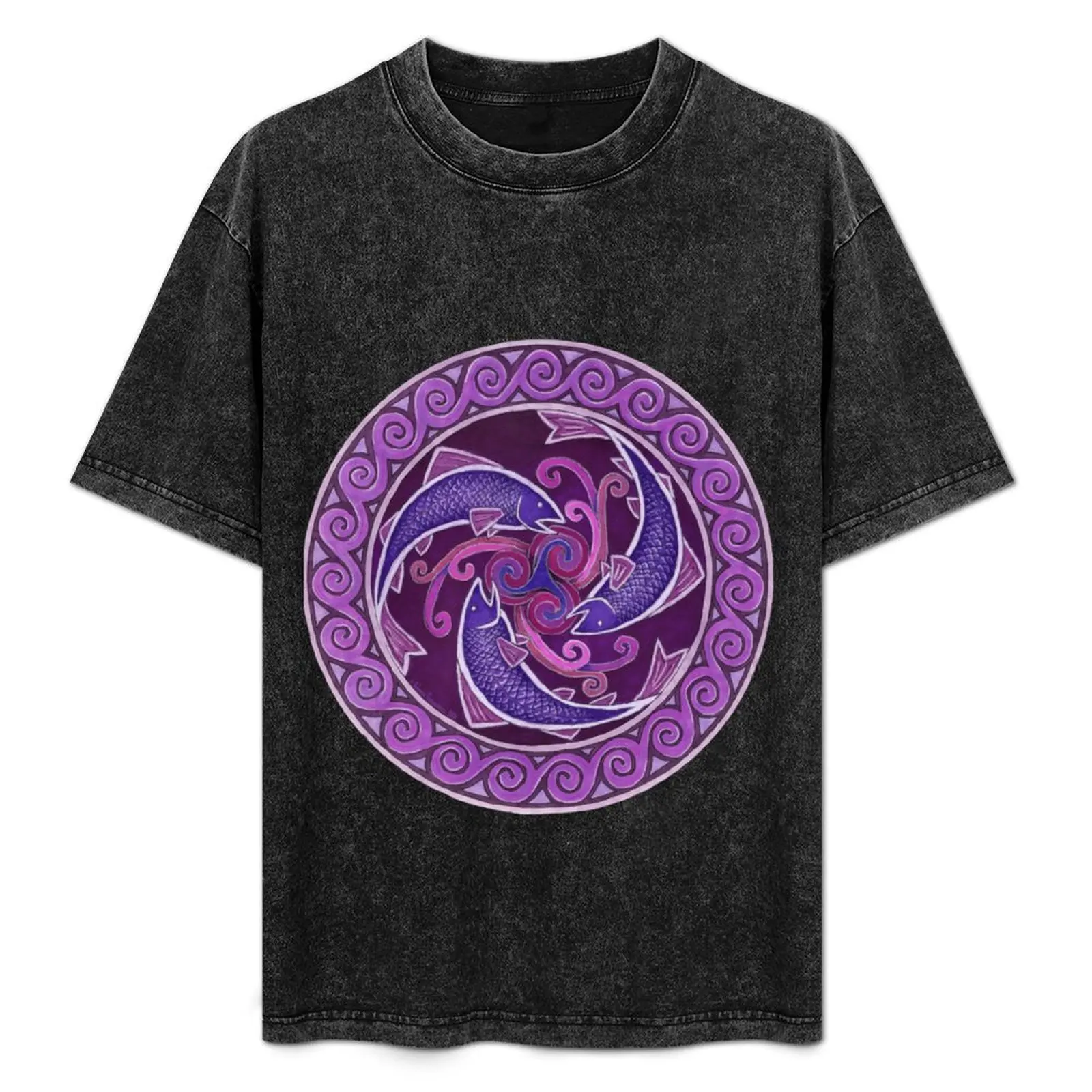 Футболка Purple Fish Spiral Celtic Triskele Mandala черная хлопковая мужская