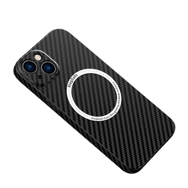 

Carbon Fiber Texture Phone Case for Magsafe Magnetic Wireless Charging Case for IPhone 14 13 12 11 Pro Max Shockproof Cover