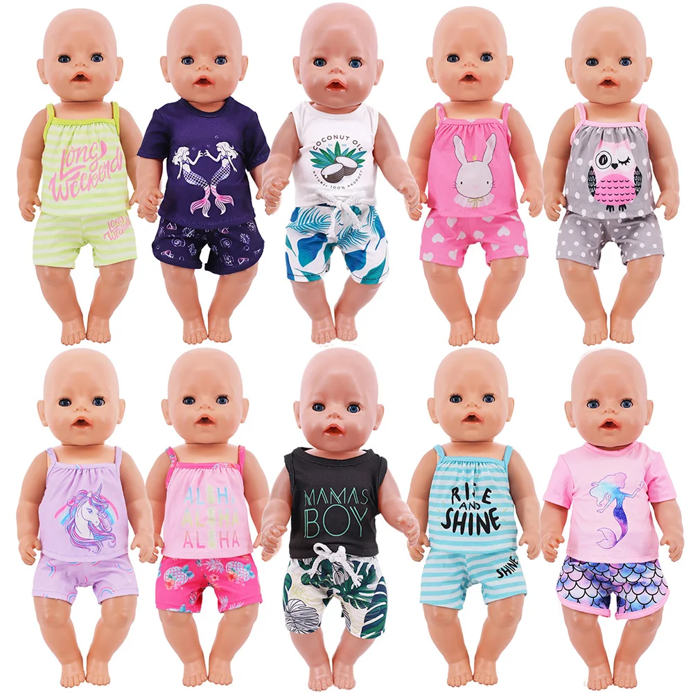 

Одежда для кукол кавайный Единорог/футболка с принтом животных + шорты для куклы новорожденного 43 см 18 дюймов Детская кукла «сделай сам» Игрушки Подарки нашего поколения