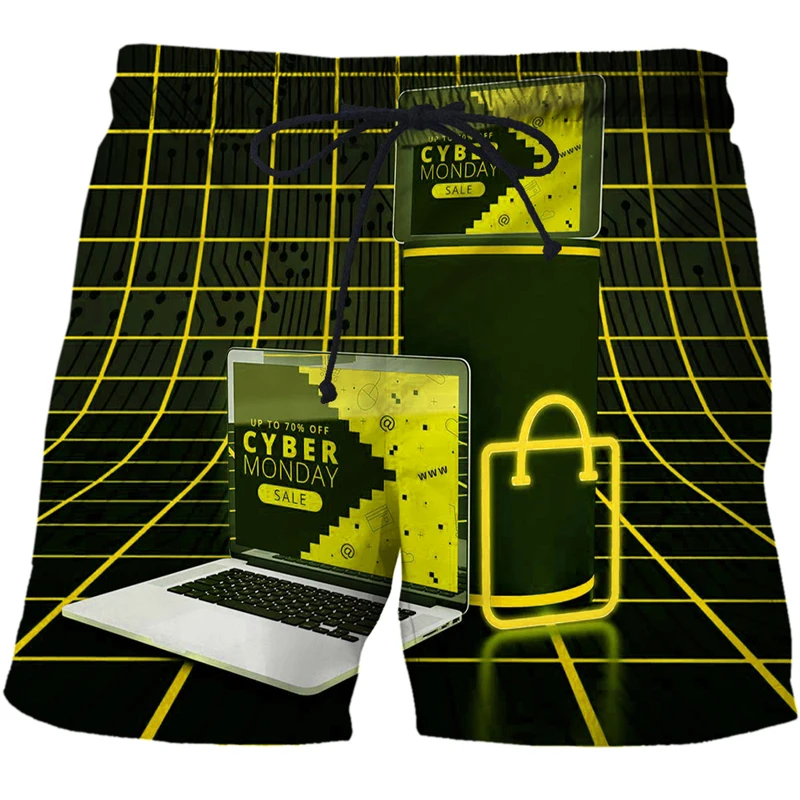 

Summer New 3D Men Shorts AI technology pattern Swimming Trunks Mens Beach Pants Fashion Hot Male Swimsuit Pants Men clothing
