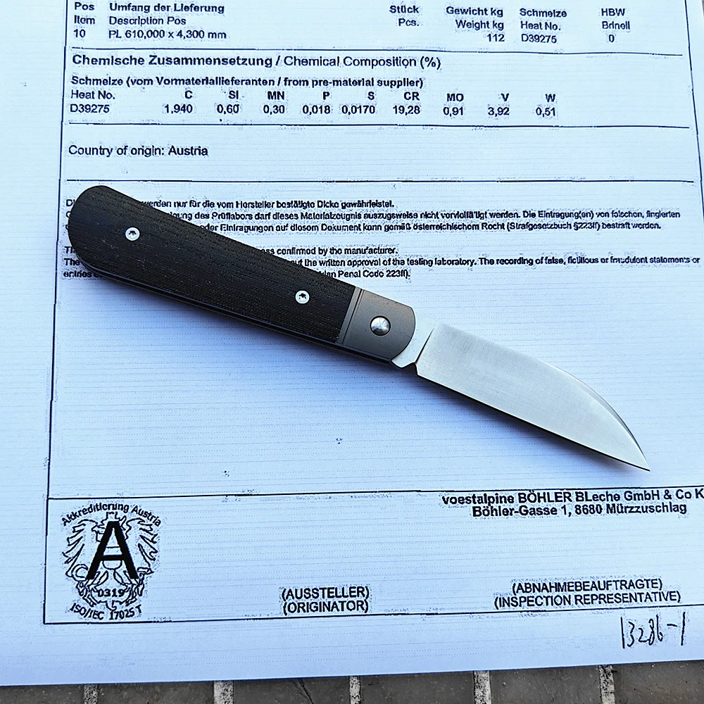 Фото Складной нож JUFULE Real M390 с титановой рукоятью в стиле Jack Wolf и рукоятью из микарты, с разъемным соединением, для кемпинга, хозяйственных нужд и чистки фруктов №3