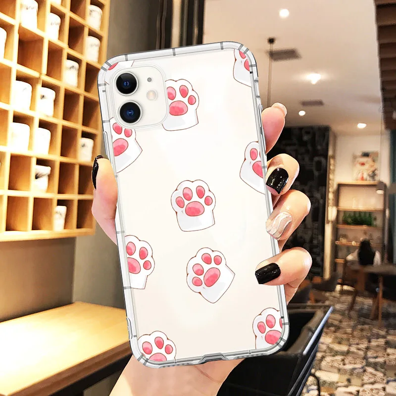 

Kitten cat paw cute phone case for iphone 13 12 11 8 7 pro max X XR XS XSMAX creative cartoon animal phone case