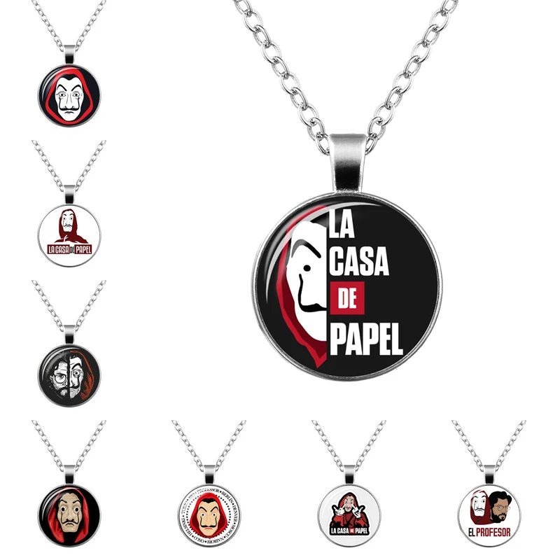 

La Casa De Papel Necklace The House of Paper Pendant Money Heist Keychain Salvador Dali DIY Photo Jewelry dropshipping