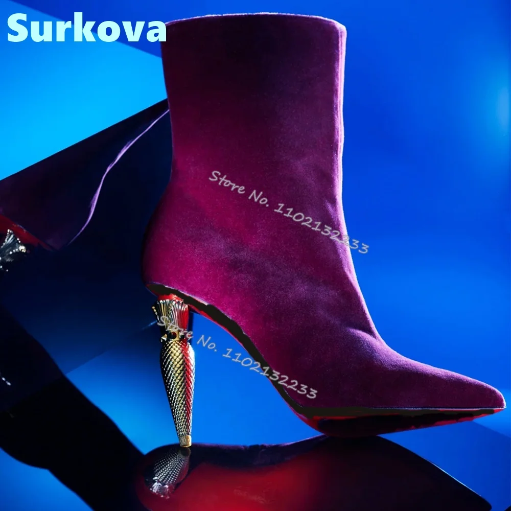 

Lipstick Heel Ankle Boots Pointy Toe Suede High Heeled Mordern Short Boot Winter Fashion Warm All Match Women Shoes Daily Dress