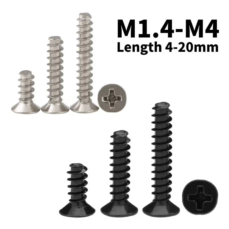 Винты с потайной головкой KB плоские винты черные цинковые/никелированные