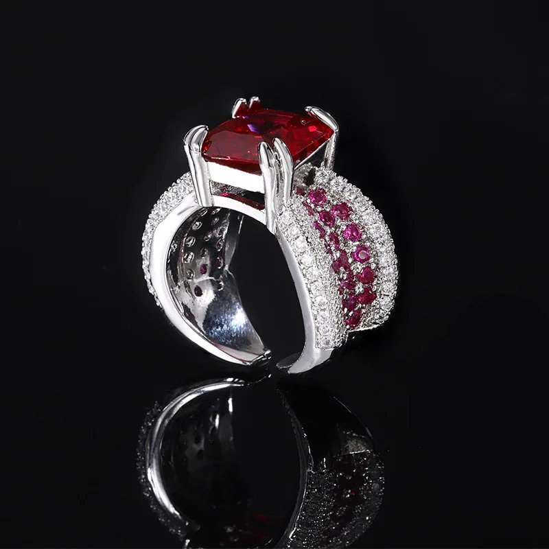 Женское Кольцо Из Стерлингового Серебра 925 Пробы С Блестящим Красным Цирконом