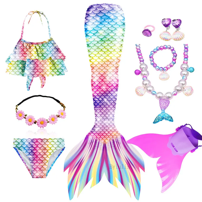 Детский костюм Русалочки для девочек Фэнтезийный купальник с хвостом косплея на
