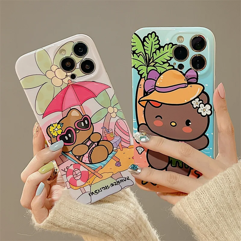 

Kawaii Hello Kitty Hawaiian Mobile Phone Shell Cartoon Sanrio Fall Prevention Soft Shell Applicable To Iphone 14 13 12 11 Pro