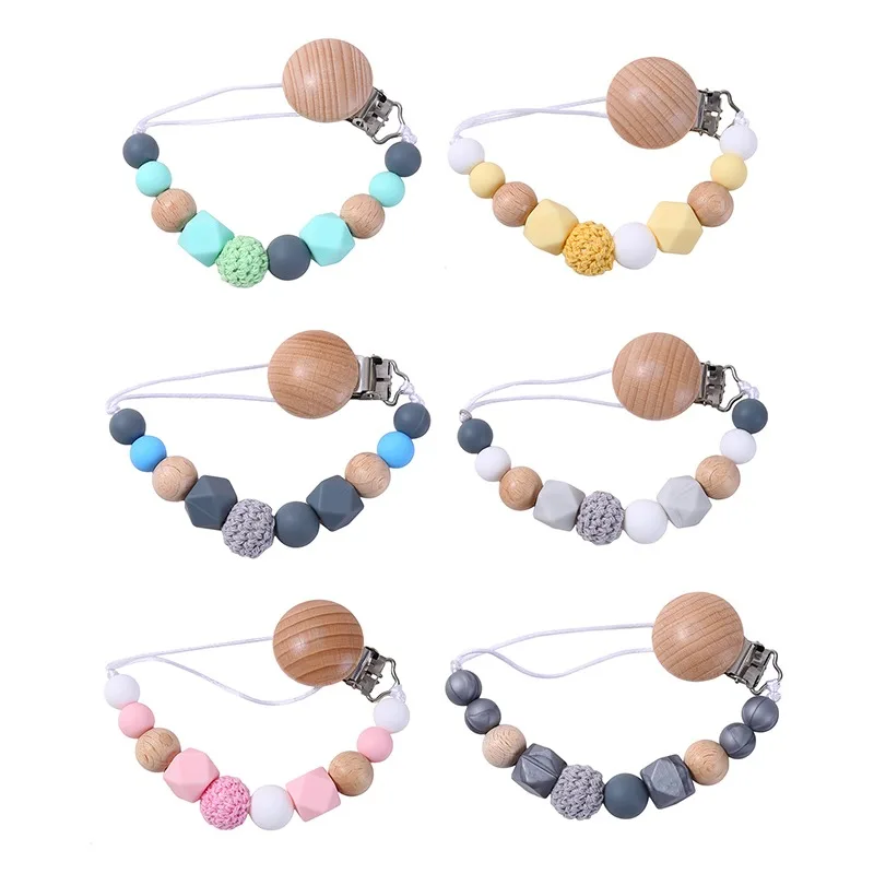 

Baby Pacifier Clips Silicone Teething Beads Holder for Pacifier Soothie Clips Chian Silicone Teethers Toy Pendent for Pacifier