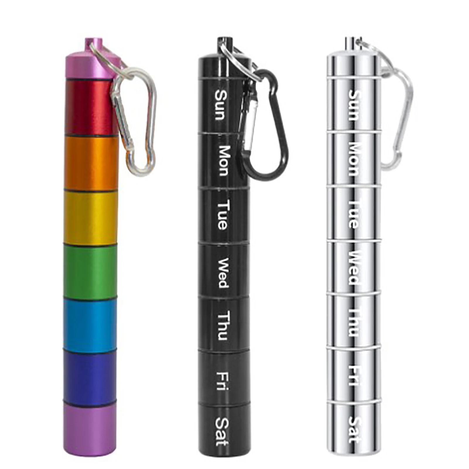 

Weekly Pill Organizer 7 Day Pill Case Pill Bottle Aluminum Alloy Pill Box Medicine Case Organizer Pill Bottle for Outdoor Travel
