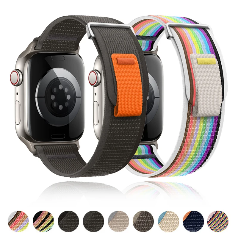 

Ремешок Trail Loop для Apple Watch Band Ultra, нейлоновый браслет для Apple Watch Band Ultra 49 мм 44 мм 40 мм 45 мм 41 мм 42 мм 38 мм, серии iwatch 9 8 7 6 3 SE