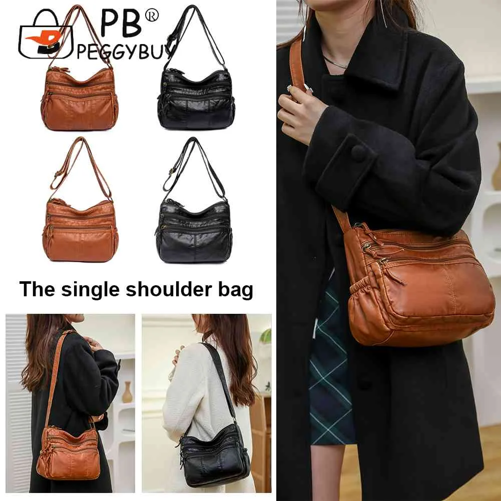 

Женская сумка из мягкой искусственной кожи с несколькими отделениями