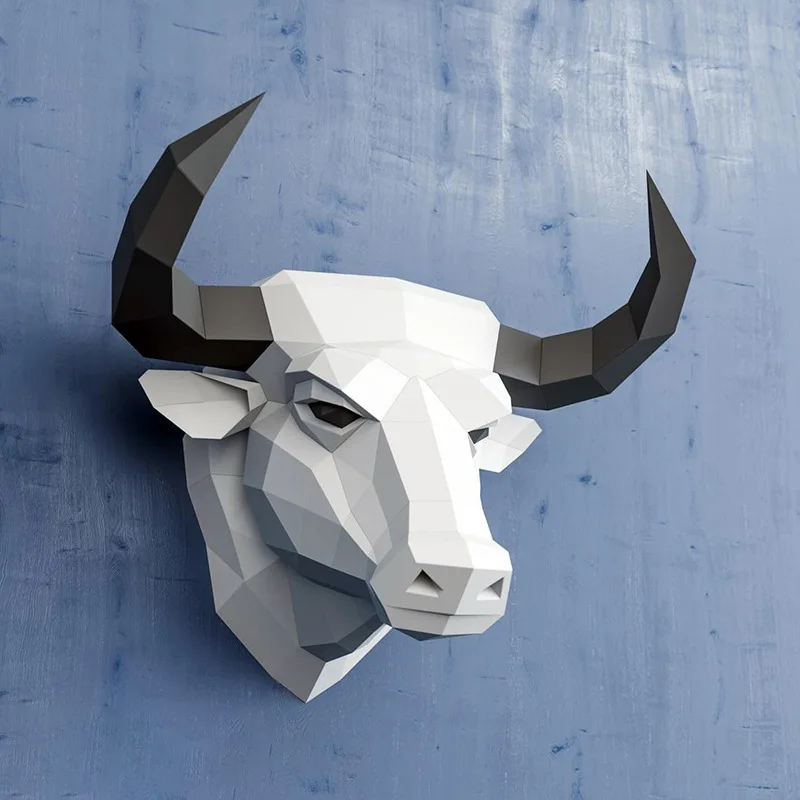 

Papercraft 3D Bull Head Model Animal Model Wall Hanging Handmade DIY Origami Toys Children Puzzle Gift Modern Room Decorations